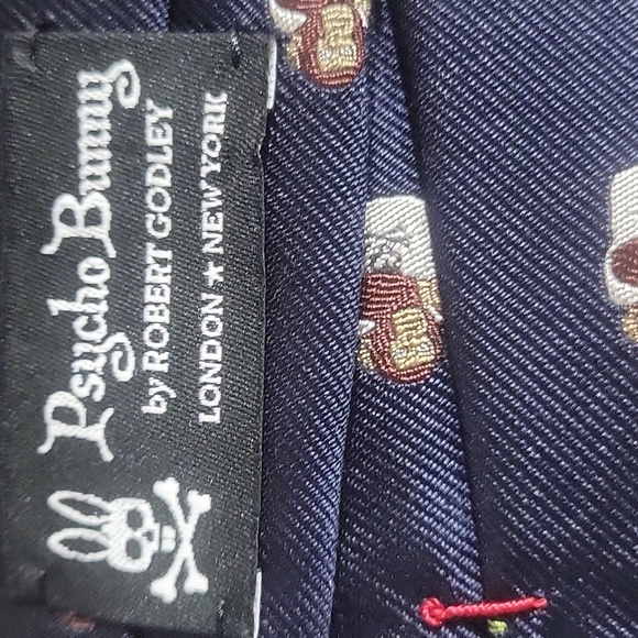 Psycho Bunny Dark Blue Tie with Ape Motif - Picture 3 of 3